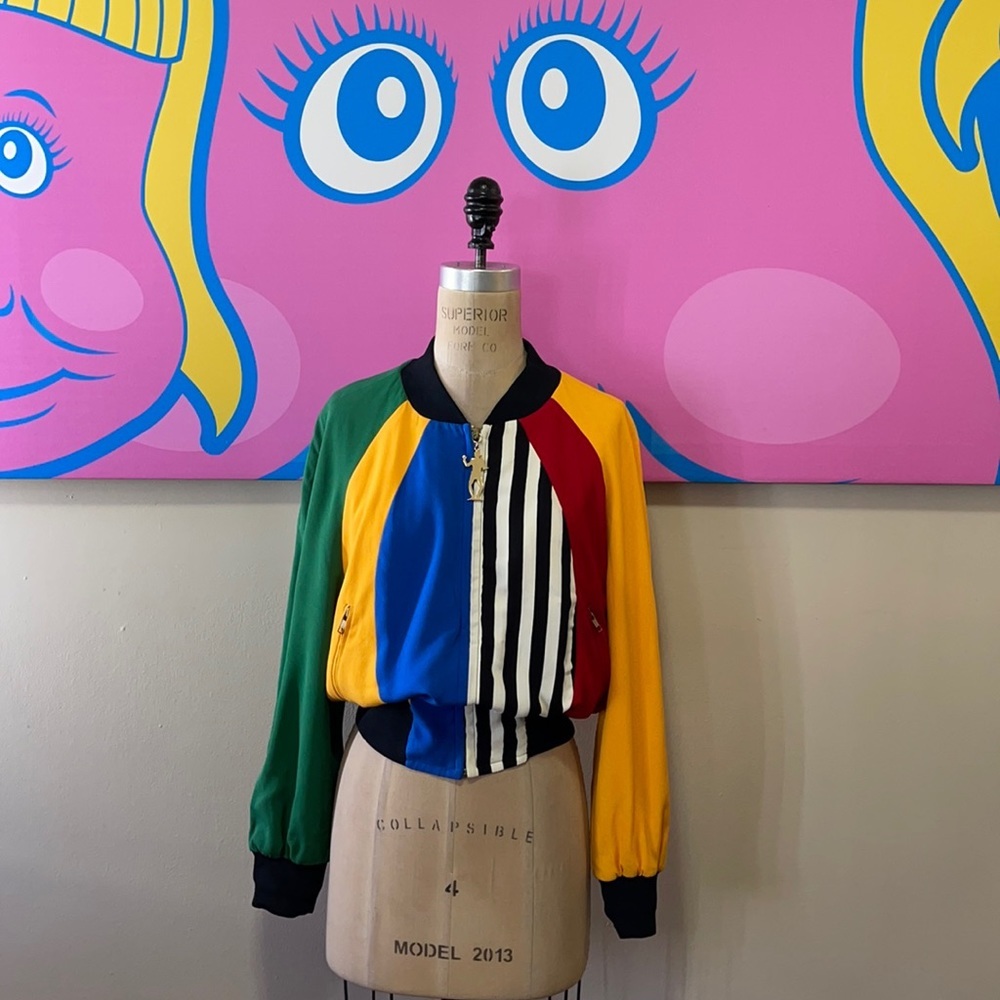Moschino Rainbow Stripe Baseball Jacket